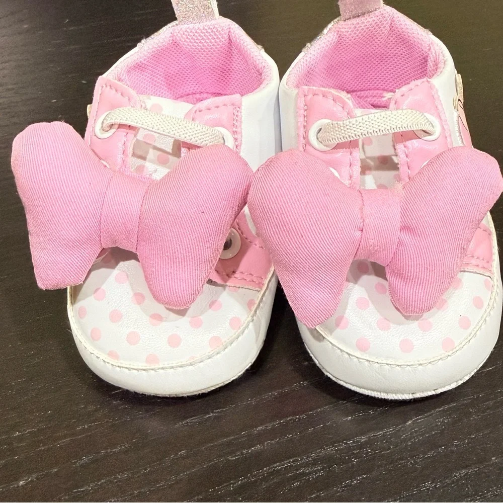 Disney Pink and White Minnie Bow Baby Walker Sneakers